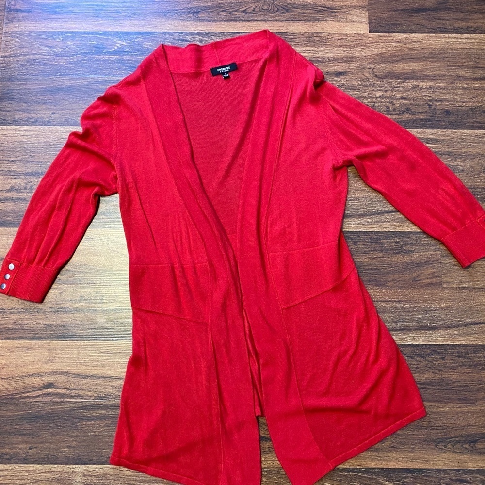 PREMISE womens open front 3/4 sleeves red cardigan/ size S - Picture 1 of 4